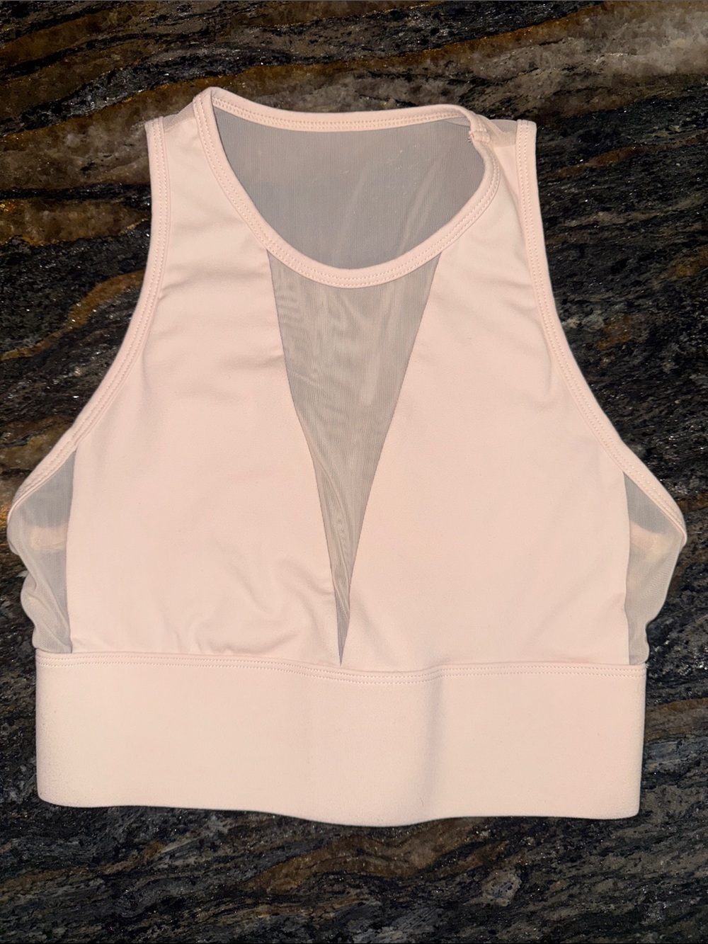 Fabletics Pale Pink High-Neck Mesh Inset Sports Bralette